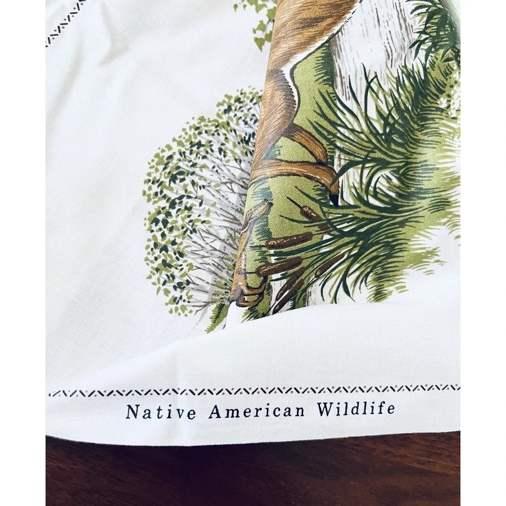 Cranston Fabric Ivory Panels Native American Wildlife Moose Bear Buffalo 37 x 45